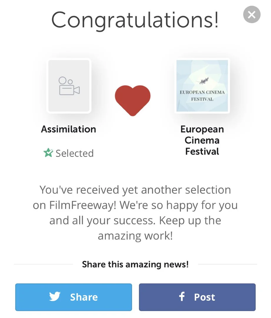 European Cinema Festival selection notice for Assimilation