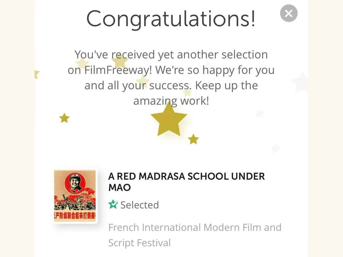 French International Modern Film and Script Festival selection for A Red Madrasa School Under Mao