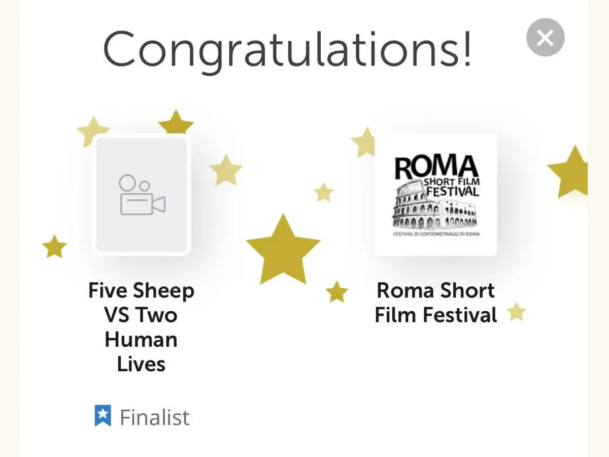 Roma Short Film Festival finalist recognition for Five Sheep Versus Two Human Lives