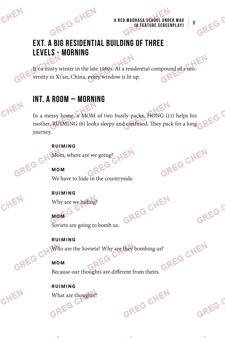 Page 3 excerpt from A Red Madrasa School Under Mao, watermarked GREG CHEN